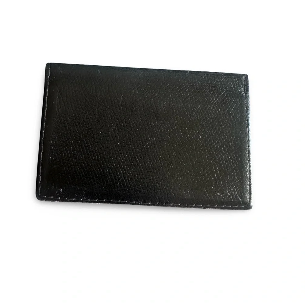 TIFFANY & CO. Black Leather Bifold Slim Card Pocket Wallet Excellent! Unisex
